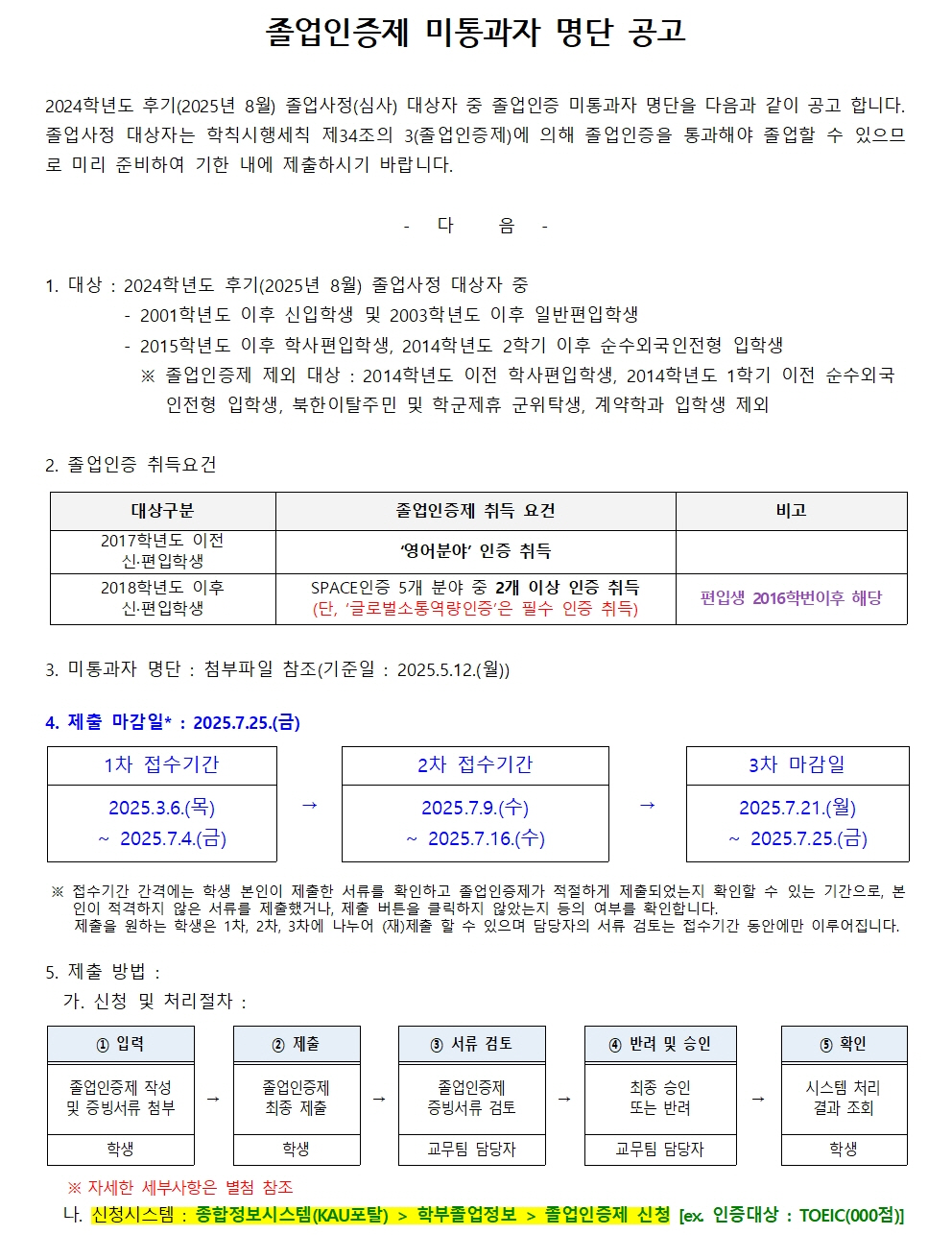 사본 -2024 후기 졸업인증 미통과자 명단 공고문001